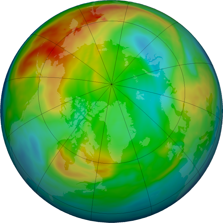 Arctic ozone map for 03 January 2016